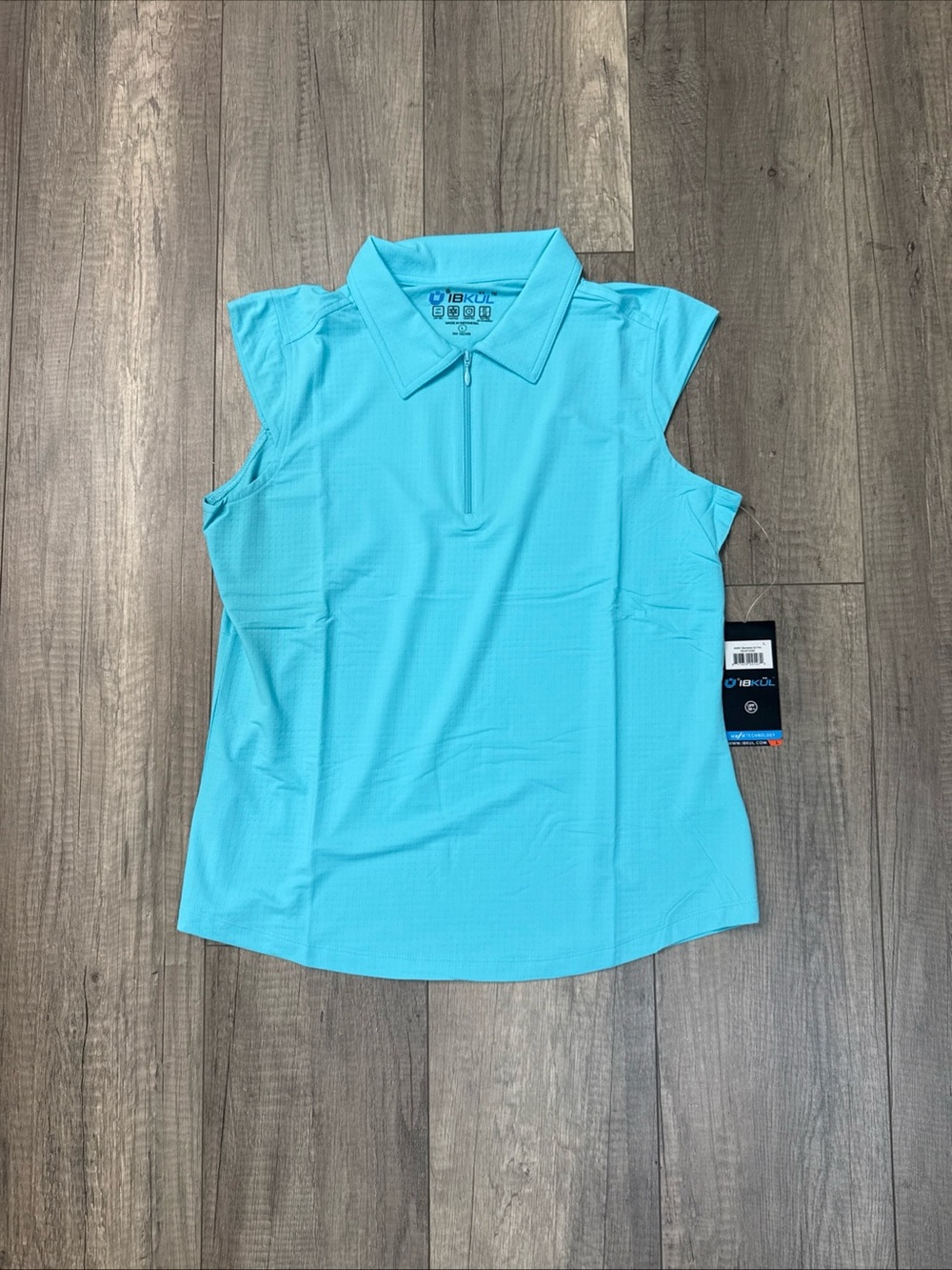 IBKUL Women's Sleeveless Zip Polo - Aqua Blue
